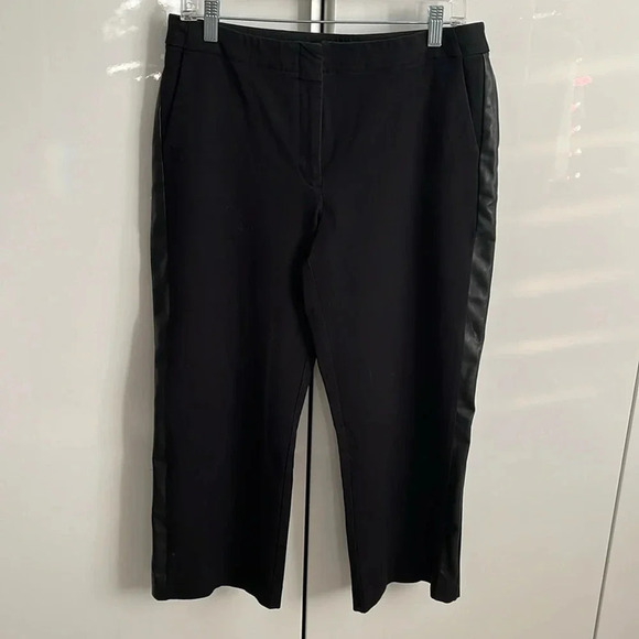 ALFANI Crop Wide Leg Pant Faux Leather Piping, Size 8 - Picture 1 of 8